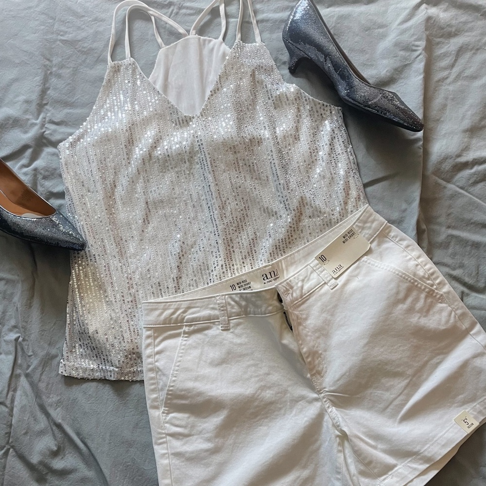White Sequin Sleeveless Top